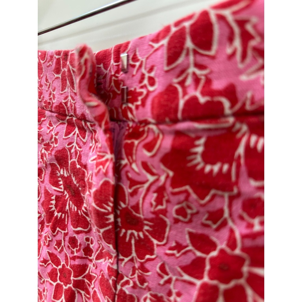 J.Crew Floral Linen Blend Elastic Back Shorts BY449 Red Pink Women's Size 12 - Picture 5 of 13